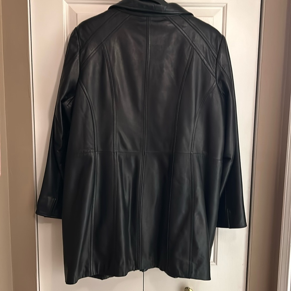 Ellen Tracy Black Lamb Leather Coat